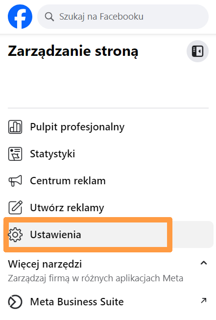 wyłączanie opinii na facebooku krok 1