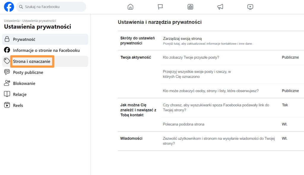 wyłączanie opinii na facebooku krok 3